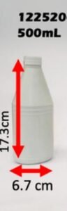 Envase cónico con tapa pilfer, de seguridad y rosca 500 cc