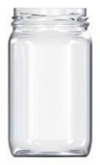 Frasco de vidrio cuadrado, boca 63 mm 370 cc