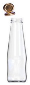 Botella de vidrio cilíndrica, boca 38 mm 300 cc